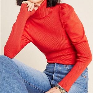 Anthropologie Cecilia Puff-SleeveTurtleneck